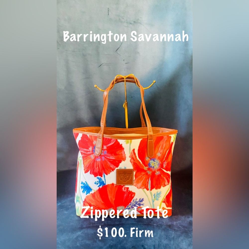 Barrington Summer Poppy Zippered Large Tote Bag